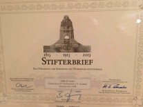 2010 – Erwerb eines goldenen Stifterbriefes vom Völkerschlachtdenkmal